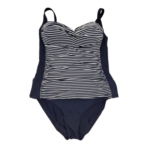 Bond-eye Australia Black White Stripe 2 Piece Tankini US Sz 10 multi fit cups - Picture 1 of 9